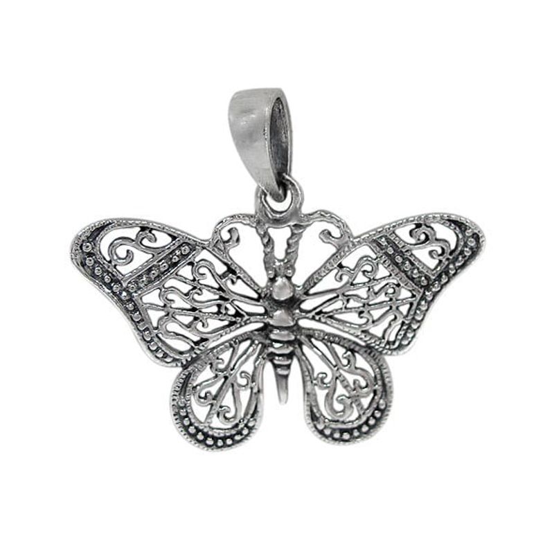 Filigree Butterfly Sterling Silver Pendant - CHPL5318 - Click Image to Close